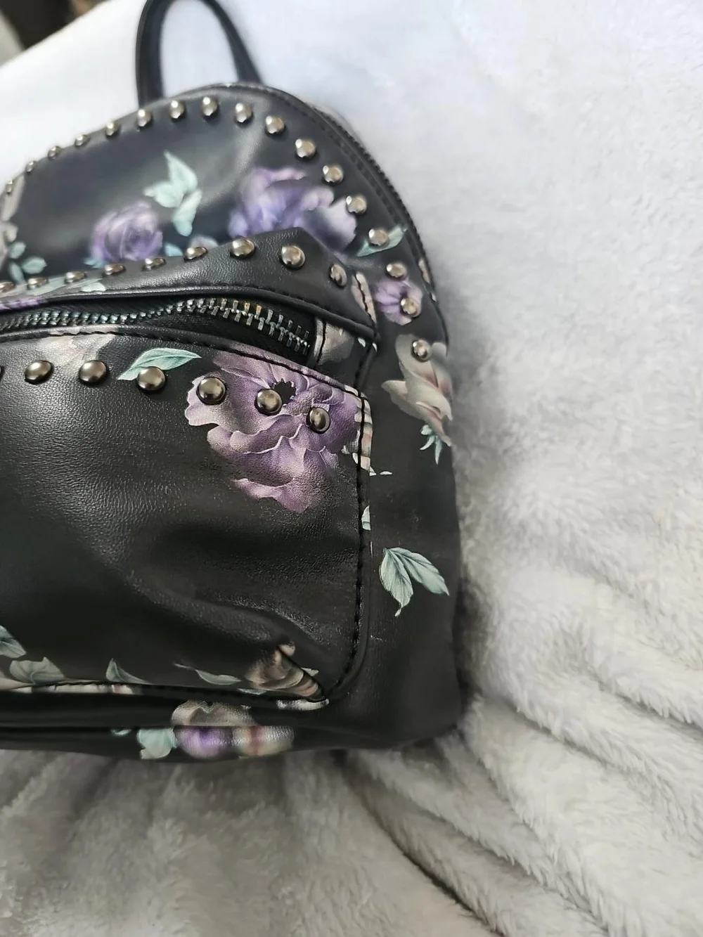 Violet Ray Floral Studded Mini Backpack Purple Rose